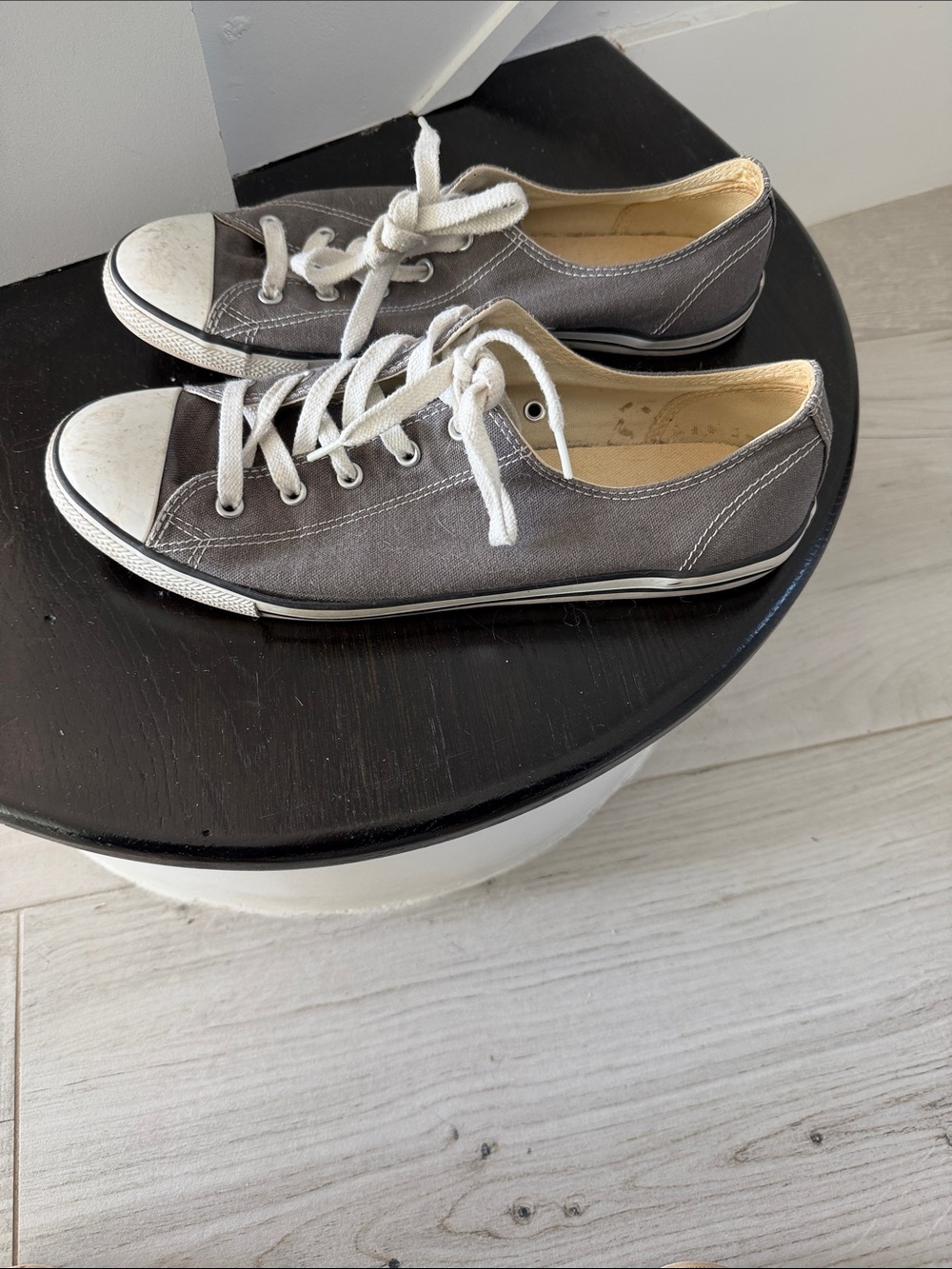 Converse Gray and White Canvas Low-Top Sneakers